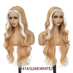 Perruques frontales sans colle 13x4 pour femmes, effet vague d'eau, ondulées, bouclées, avec ligne de cheveux naturelle, bonnet ajustable, cheveux synthétiques - Product Image 3