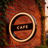 Enseigne lumineuse LED réglable pour extérieur ADMAX, logo de café en acier inoxydable et acrylique, étanche, publicité LED, enseigne lumineuse en forme de lame