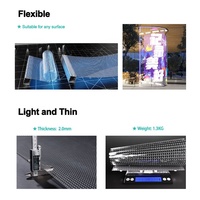 Écran LED adhésif flexible, carte PCB souple, décorations de fenêtres en verre, affichage vidéo, film LED transparent
