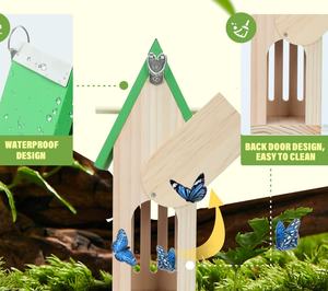Usmilepet บ้านผึ้งทำจากไม้บ้านผึ้งกรงสัตว์<span class=keywords><strong>เลี้ยง</strong></span>กลางแจ้งบ้านแมลงบ้านผีเสื้อสำหรับสวนผึ้งรังแมลง - Product Image 4