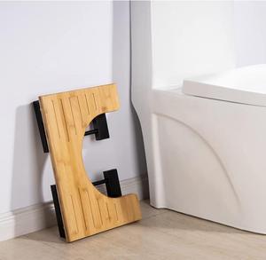 Tabouret de toilette pliable <span class=keywords><strong>en</strong></span> bambou avec pieds <span class=keywords><strong>en</strong></span> acier inoxydable noir, 7 pouces - Product Image 2