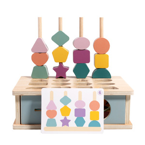 Unisex Montessori <span class=keywords><strong>4</strong></span>-in-1 giocattolo educativo in legno per 2 <span class=keywords><strong>4</strong></span> <span class=keywords><strong>anni</strong></span> forma geometrica corrispondenza cassetto monete gioco di filettatura educativo - Product Image 5