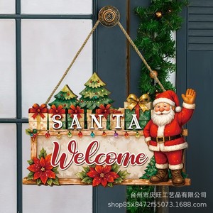 ของตกแต่งซานตาคลอส ต้นคริสต์มาส ของตกแต่งบ้าน ของประดับแขวน ไม้บ็อกซ์วูด การ์ตูน 2 ชิ้น แหล่งกำเนิดเจ้อเจียง - Product Image 3
