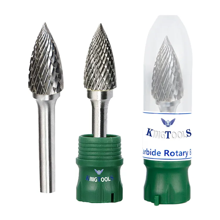 SG-5 karbür çapak dosya 1/4 inç Shank döner Tungsten karbür Bur ağacı şekli sivri uçlu çapak Metal