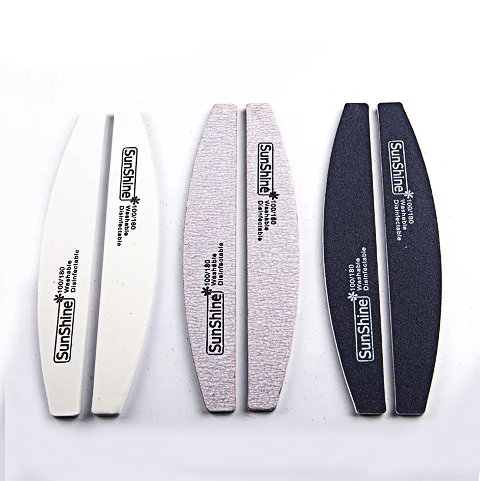 Nail File Factory Customized Logo Grit 100/180 White Black Zebra Half Moon Shape Nail File