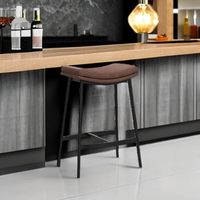 Moderner rücken freier Barhocker Braun/Mattschwarz Gepolsterter Küchen-Theken hocker Doppels chich tiger Sattels itz