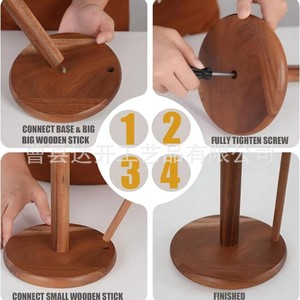 Étagère de rangement alimentaire en bois d'acacia de 11,8 pouces, organiseur de cuisine avec tapis antidérapants pour serviettes, torchons et essuie-tout - Product Image 3