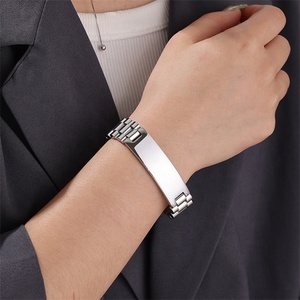 Bracciale da <span class=keywords><strong>uomo</strong></span> in acciaio inossidabile Yiwu Aceon Velle, catena larga per orologio, di lusso, con targhette ID larghe personalizzabili per incisione fai-da-te - Product Image 4