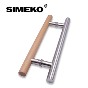 Venta directa del fabricante de nueva manija de puerta de vidrio de madera y acero inoxidable - Product Image 3
