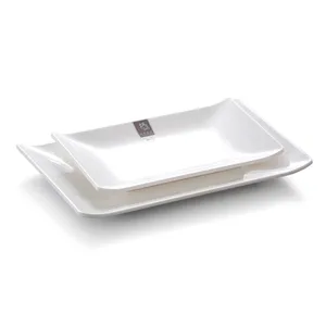 Assiettes à sushi rectangulaires en plastique blanc, 12 pièces, promotion spéciale