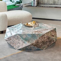 Table centrale en diamant de luxe, mobilier de salon moderne, plateau rond en marbre, Table basse en acier inoxydable pour la maison, l'hôtel