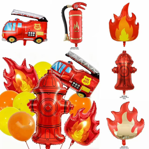 Ballons en aluminium BLN en gros pour camions de pompiers, décorations de fête de pompier, ensemble de ballons Mylar flamme, camion de pompiers pour anniversaire - Product Image 1