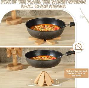 Ensemble <span class=keywords><strong>de</strong></span> 6 <span class=keywords><strong>dessous</strong></span>-<span class=keywords><strong>de</strong></span>-<span class=keywords><strong>plat</strong></span> pliables en bois <span class=keywords><strong>de</strong></span> hêtre avec support pour plats chauds, casseroles, poêles et assiettes - Product Image 3