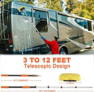Çok fonksiyonlu uzun saplı yumuşak kıllar yıkama araba güneş paneli cam kat pencere teleskopik su akışı-hrosu araba yıkama fırçası - Product Image 4