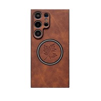 Produits tendance affaires rétro cuir feuille d'érable luxe magnétique antichoc étui de téléphone portable pour Samsung S25 S24 Ultra S23