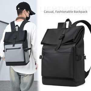 Custom Leather-film PU Roll-top <b>Backpack</b>, Outdoor Casual Short-trip Roll-top Large-capacity <b>Backpack</b>. - Product Image 1