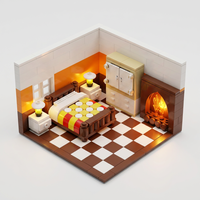 Ensemble de meubles miniatures MOC en blocs de construction, accessoires de maison de poupée, chambre à coucher, salle de bain, cuisine, bureau, jouet décoratif, cadeau créatif