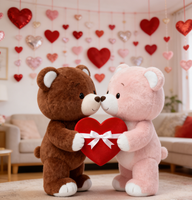 Ours en peluche en forme de cœur pour couple, animaux en peluche doux, rembourrage en coton PP, 100% polyester, unisexe, pour mariage, Saint-Valentin
