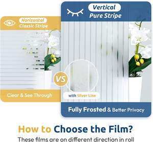 Film de fenêtre rectangulaire en vinyle rayé givré Rabbitgoo avec adhésif statique, protection UV et confidentialité pour la maison/le bureau 45x200CM - Product Image 3
