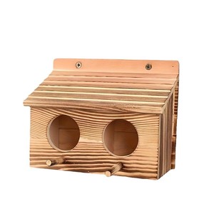 Nido de Pájaros de Madera Maciza con Doble Orificio 18x9.5x15cm, Montaje en Pared para Uso en Jardín Exterior - Product Image 5