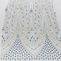 Tissu en maille brodé floral multicolore, dentelle beige brodée de fleurs, tissu pour robe, fabricant en gros sur mesure