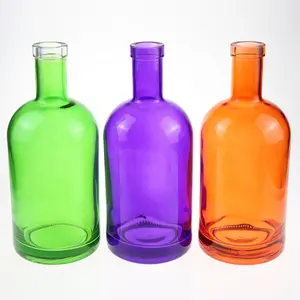 50cl 75cl 1.75 liter transparent blue green colored glass bottle for liquor