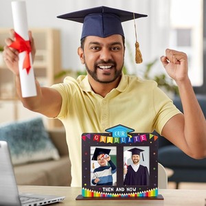 Cornice Fotografica in Legno per Laureati: Allora e Ora - Espositore Doppio per Foto, Regalo Ricordo di Laurea, Decorazione per Feste a Casa, Oggetto per Photo Booth - Product Image 3