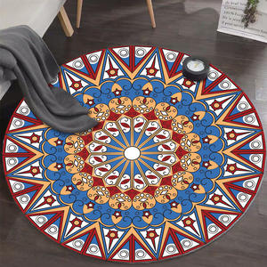 Alfombra Redonda Wan Xinlong con Diseño Mandala, Estilo Bohemio, Antideslizante, para Sala de Estar, Lavable a Máquina, Patrón YJL 132483 - Product Image 1
