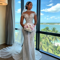 Robe de mariée sirène moderne longue grande taille avec traîne chapelle détachable et décorations en dentelle, fabriquée en Chine pour mariages et occasions spéciales