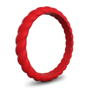 Silicone Rubber Finger Rings Braided Stackable Wedding Ring