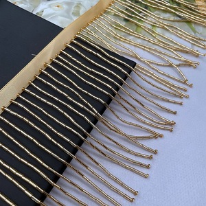 Commercio all'ingrosso di alta qualità 4 pollici 10CM <span class=keywords><strong>oro</strong></span> abito da sposa con perline nappa frangia rifinitura con motivo a stella per abito da sposa - Product Image 3