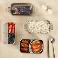 Style japonais portable isolation boîte à lunch récipient alimentaire en acier inoxydable double couche enfants boîte à lunch pour l'école de bureau