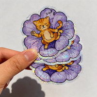 Pegatinas de Vinilo Personalizadas con Logotipo, Holográficas, Resistentes al Agua, Autoadhesivas, Diseño de Pegatinas de Dibujos Animados, Impresión de Pegatinas con Corte Individual