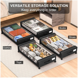 Tekerlekli ve Kapaklı Yatak Altı Saklama Kapları Büyük Kapasiteli Yatak Altı Düzenleyici Kolay Montajlı Yırtılmaz Tekerlekli - Product Image 6