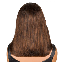 Perruque Bob tressée brune 13x4 Lace Front, cheveux humains Remy lisses pré-tressés avec dentelle transparente, baby hair et installation sans colle