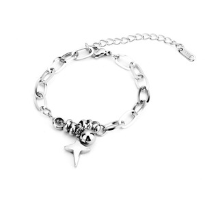 Pulsera con Colgante de Cruz de Diseño Simple y Popular, en Acero Inoxidable Plateado, Estilo Hiphop, para Hombre, Joyería de Moda - Product Image 1