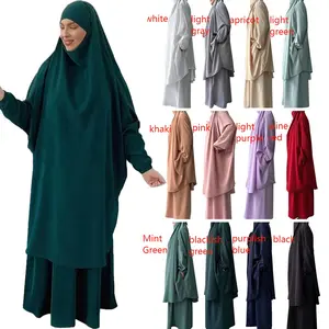 Conjunto de duas peças Jilbab modesto Nida Niqab Khimar Abaya, roupa islâmica para oração, roupa de alta qualidade personalizada, 2024