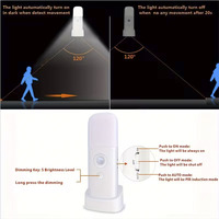 Veilleuse LED à détecteur de mouvement, rechargeable par USB, lampe portable à intensité variable, batterie 2000mAh pour chambre à coucher, salon et couloir