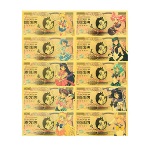 Cartes commémoratives en feuille d'or de Sailor Moon, personnage d'anime, collection de billets de banque (lot de 10) - <span class=keywords><strong>Cadeau</strong></span> rétro pour les fans de <span class=keywords><strong>manga</strong></span>, décoration - Product Image 2