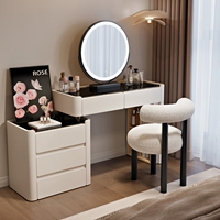 Nouvelle Coiffeuse Moderne en Bois 2026 à Prix Réduit avec Miroir, Meuble de Rangement Extensible pour Chambre à Coucher