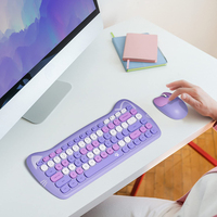 Clavier et souris sans fil Mofii 2.4G ultra-mince, design élégant en forme de chat, ensemble compact pour PC