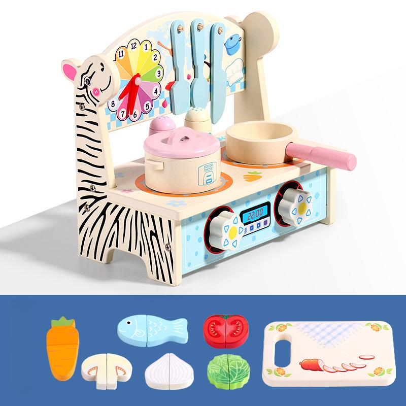 Zèbre petite cuisine avec 7 ensembles de fruits