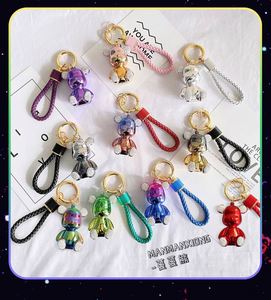 Creative Cute Pendant Electroplating Bear <b>Key</b> <b>Chain</b> Keyring Coloful Rhinestone Bling Diamond Bear Keychain - Product Image 3