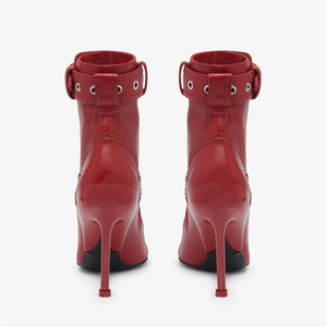 Stivaletti da Donna alla Moda <span class=keywords><strong>con</strong></span> Tacco Alto, Punta Affusolata, in Pelle Rossa e Nera, <span class=keywords><strong>con</strong></span> <span class=keywords><strong>Cerniera</strong></span> Frontale - Product Image 6