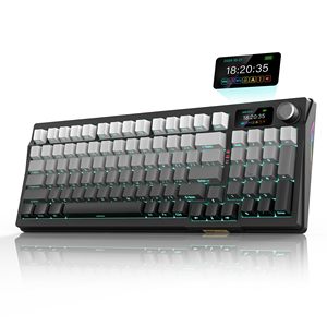 Clavier mécanique sans fil OEM ODM avec écran TFT et bouton rotatif, connexion tri-mode, clavier personnalisé à joint, hotswap, rétroéclairage RGB, pré-assemblé - Product Image 1