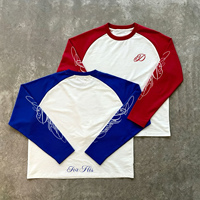 T-shirt à manches longues raglan pour homme, personnalisable, imprimé, coupe ample, en coton