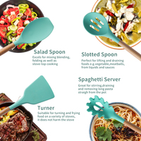 Ensemble d'ustensiles de cuisine en silicone, ustensiles de cuisine en silicone de qualité alimentaire, ensemble d'ustensiles de cuisine avec manche en bois