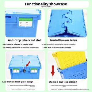 Caja de Almacenamiento Apilable de Plástico Resistente, Caja de Almacenamiento Industrial para Transporte, Logística y Mudanzas, con Tapa - Product Image 3