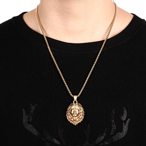 Pendentif le roi <span class=keywords><strong>Lion</strong></span> en acier inoxydable pour hommes, collier à breloque, argent, bijoux gothiques, <span class=keywords><strong>Lion</strong></span>, <span class=keywords><strong>Horoscope</strong></span> - Product Image 6