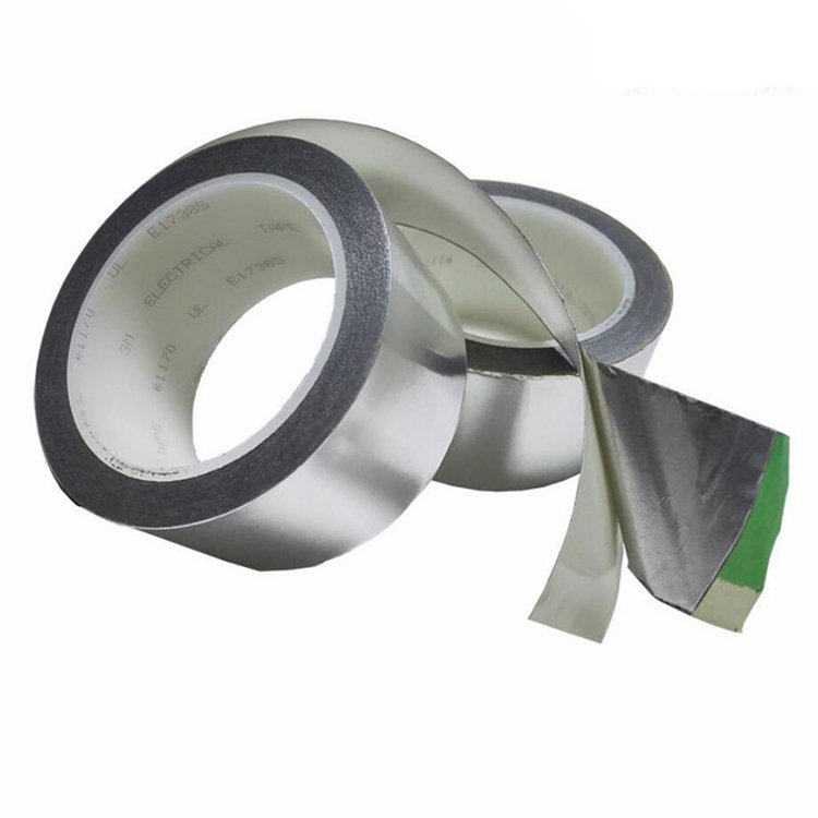 Cinta adhesiva de papel de aluminio plateado conductora eléctrica de doble cara reforzada resistente al calor de 15mm y 48mm